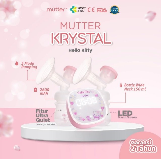 MUTTER KRYSTAL HELLO KITTY POMPA ASI ELEKTRIK DOUBLE BREAST PUMP