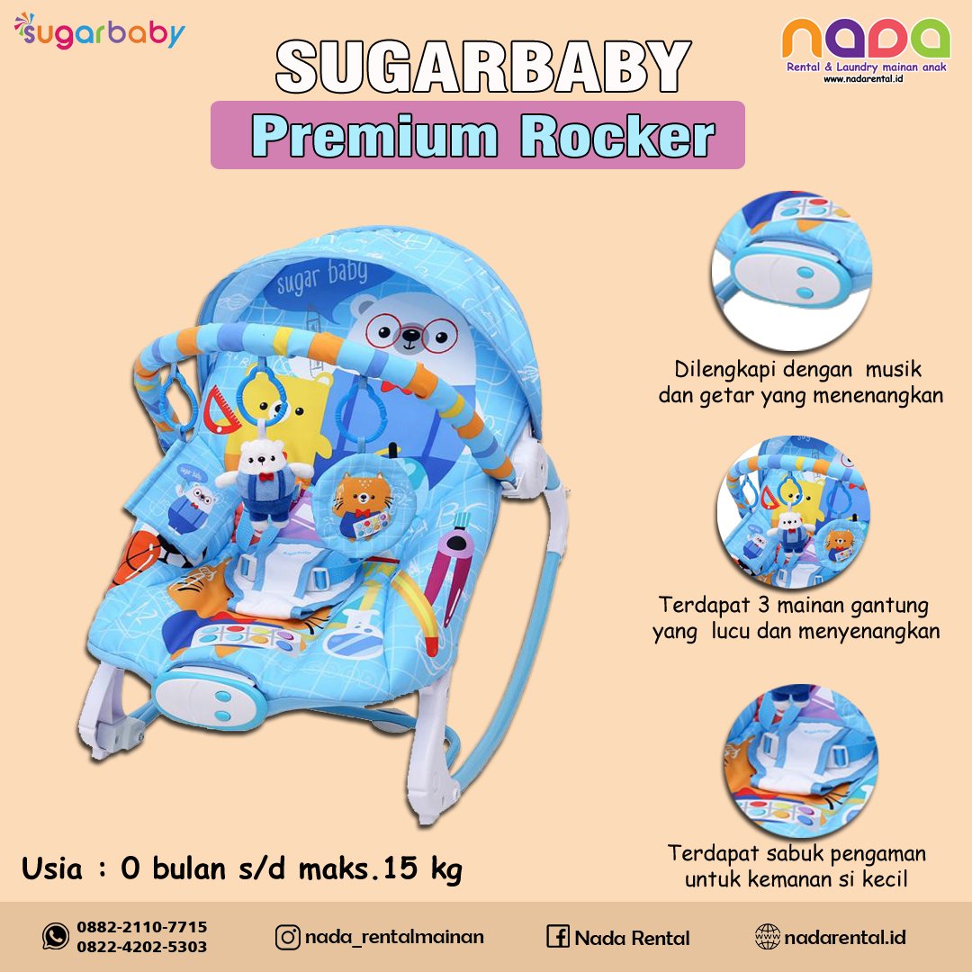SUGARBABY BOUNCER PREMIUM ROCKER 10 IN 1 WHITE BLU - UT