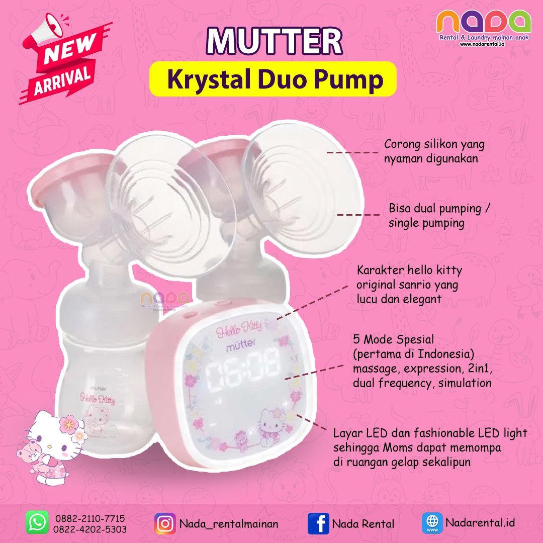 MUTTER KRYSTAL HELLO KITTY POMPA ASI ELEKTRIK DOUBLE BREAST PUMP