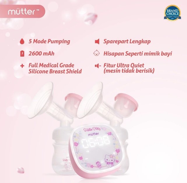 MUTTER KRYSTAL HELLO KITTY POMPA ASI ELEKTRIK DOUBLE BREAST PUMP