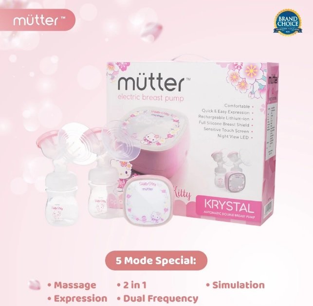 MUTTER KRYSTAL HELLO KITTY POMPA ASI ELEKTRIK DOUBLE BREAST PUMP